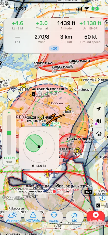 The glide computer in flight